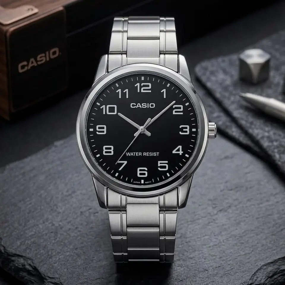Reloj Analogo Casio MTPVT01L-1BUDF Para Hombre en Acero Color Negro 5