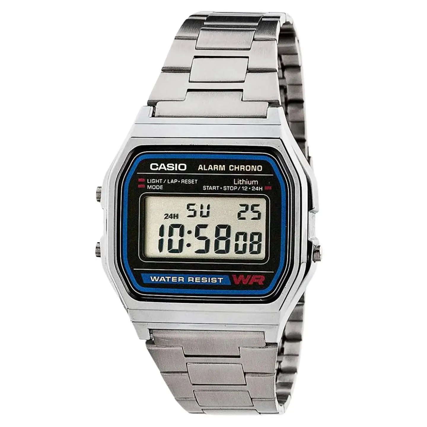 Reloj Digital Casio A_158WA_1 Para Hombre en Acero Color Plateado y Negro 1