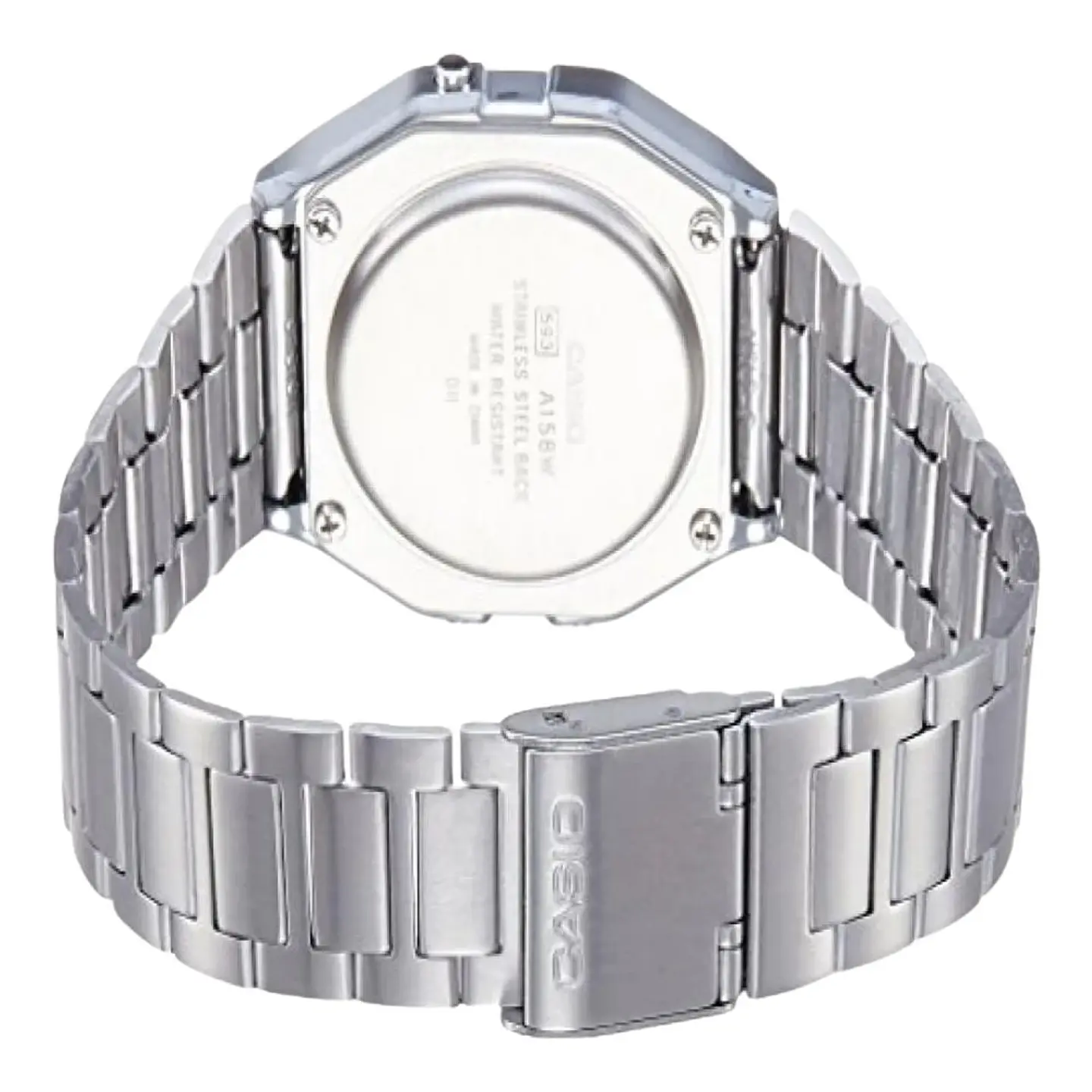Reloj Digital Casio A_158WA_1 Para Hombre en Acero Color Plateado y Negro 3