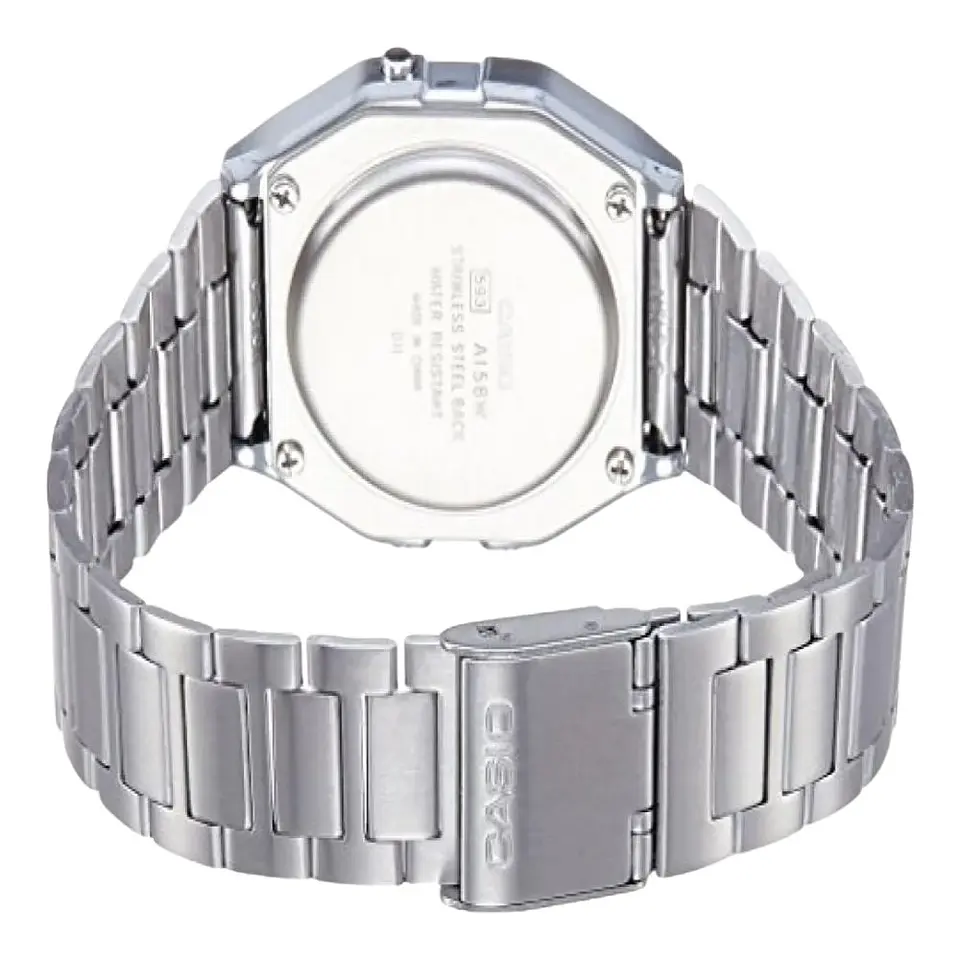 Reloj Digital Casio A_158WA_1 Para Hombre en Acero Color Plateado y Negro 3
