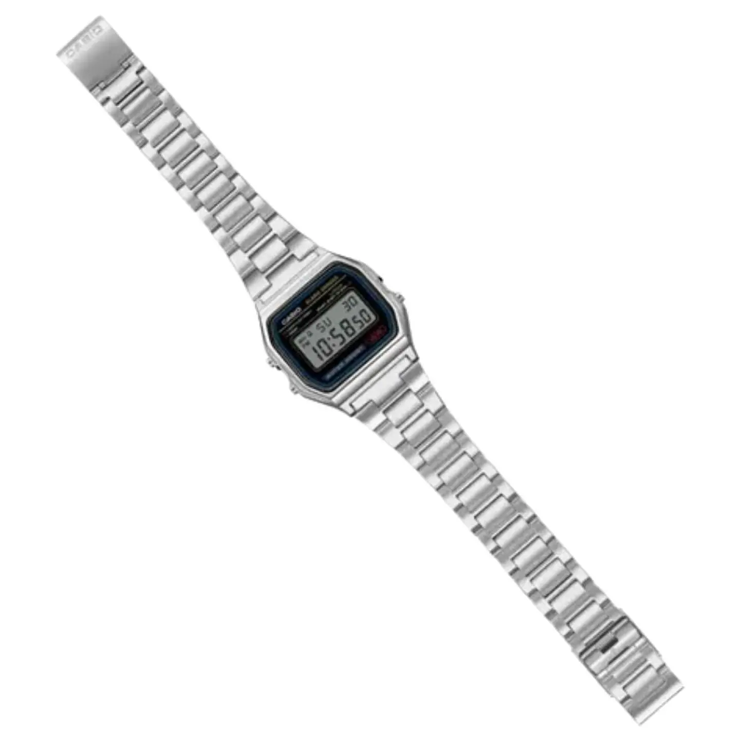 Reloj Digital Casio A_158WA_1 Para Hombre en Acero Color Plateado y Negro 4