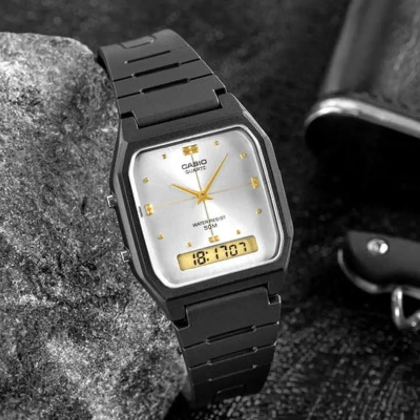 Reloj Digital - Analogo Casio AW-48HE-7AV Para Hombre en Acero Color Negro 5