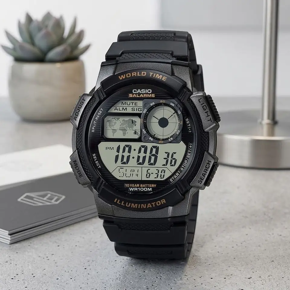Reloj Digital Casio AE_1000W_1AV Para Hombre en Resina Color Negro 5