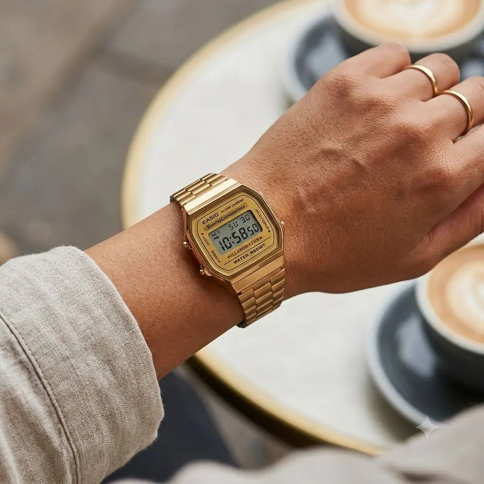 Reloj Digital Casio A_168WG_9W Unisex en Acero Color Dorado 5