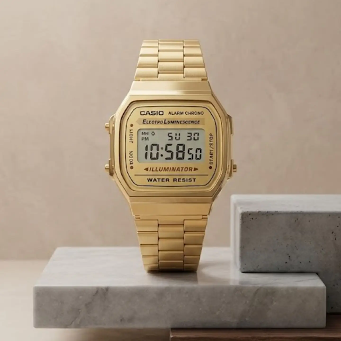 Reloj Digital Casio A_168WG_9W Unisex en Acero Color Dorado 6