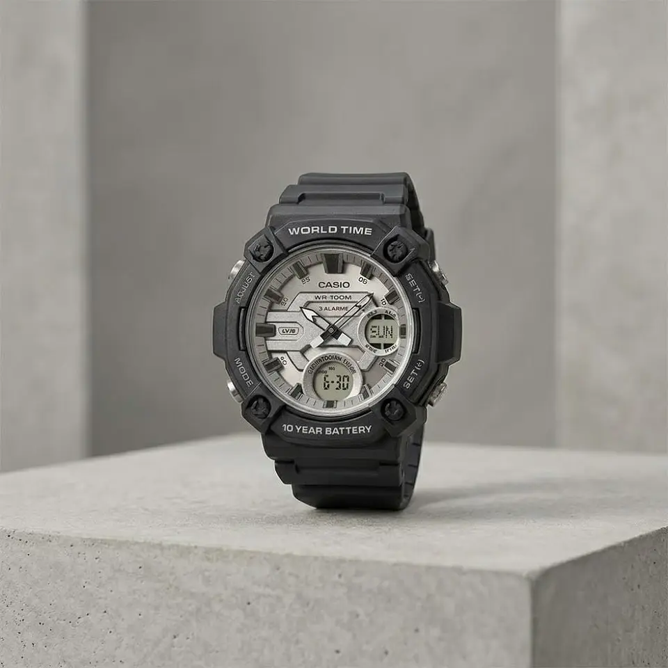 Reloj Digital - Analogo Casio AEQ-120W-7AVDF Para Hombre en Resina Color Negro 5