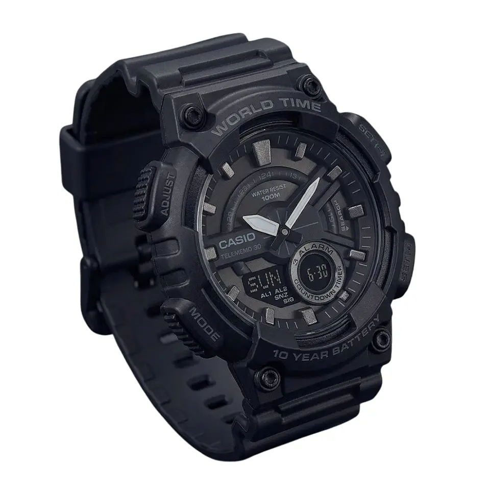 Reloj Digital Casio AEQ_110W_1BVD Para Hombre en Resina Color Negro 3