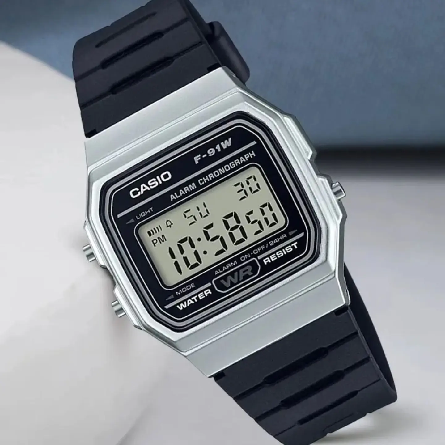 Reloj Digital Casio F_91WM_7A Para Hombre en Acero Color Blanco 5