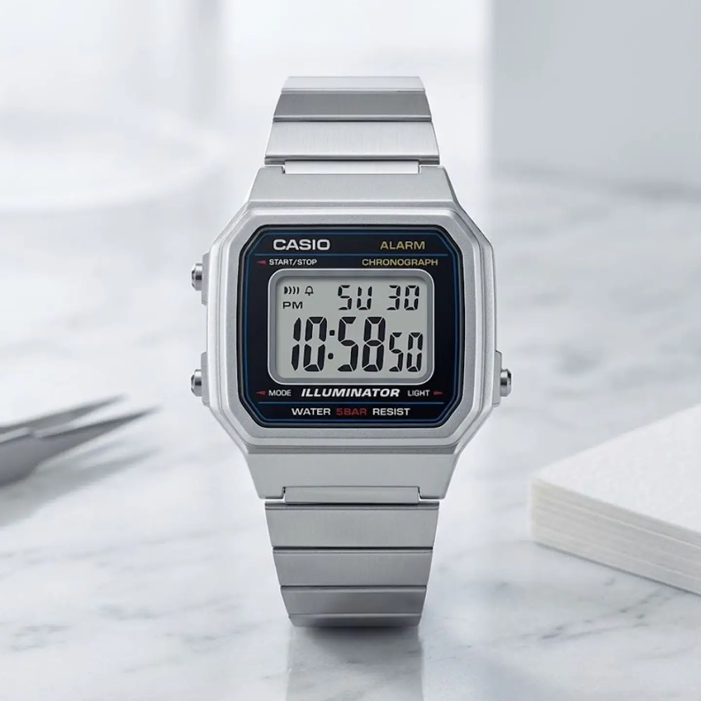 Reloj Digital Casio B_650WD1A Para Hombre en Acero Color Plateado 5