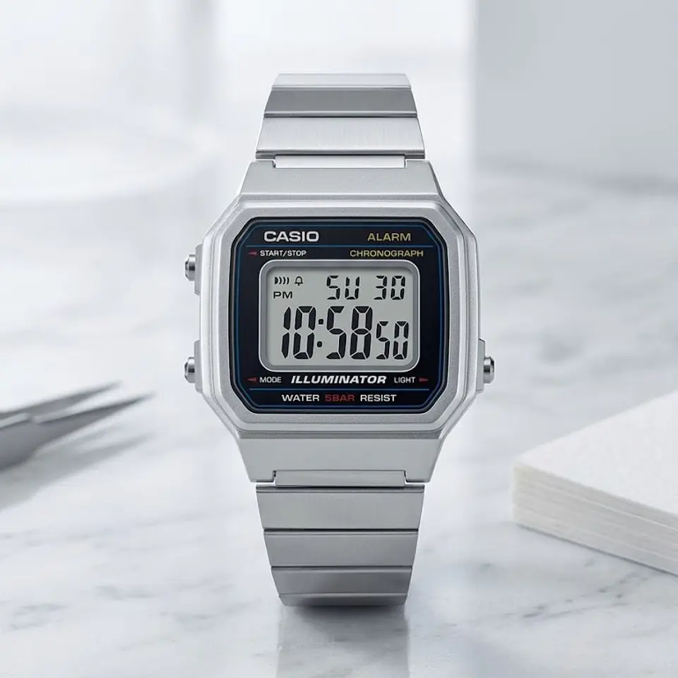 Reloj Digital Casio B_650WD1A Para Hombre en Acero Color Plateado 5