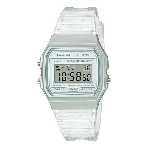 Reloj Digital Casio F91WS-7DF Para Mujer en Acero Color Transparente