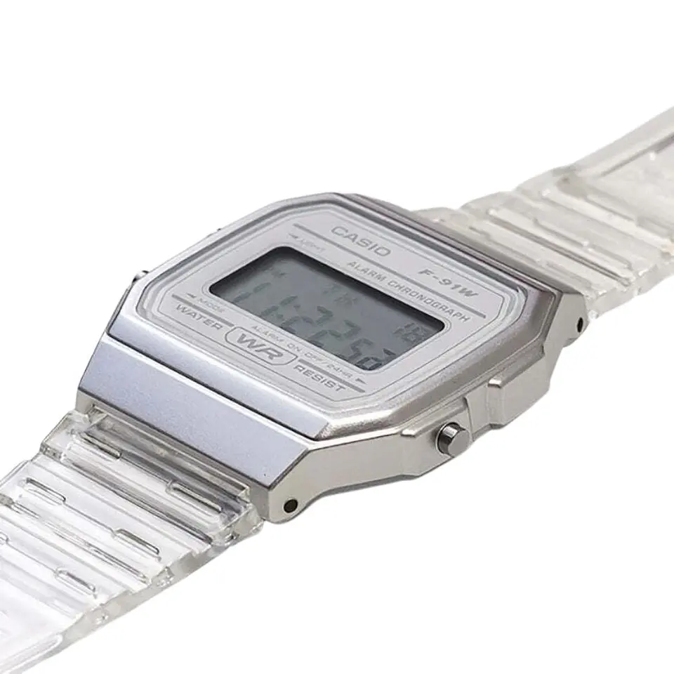 Reloj Digital Casio F91WS-7DF Para Mujer en Acero Color Transparente 3
