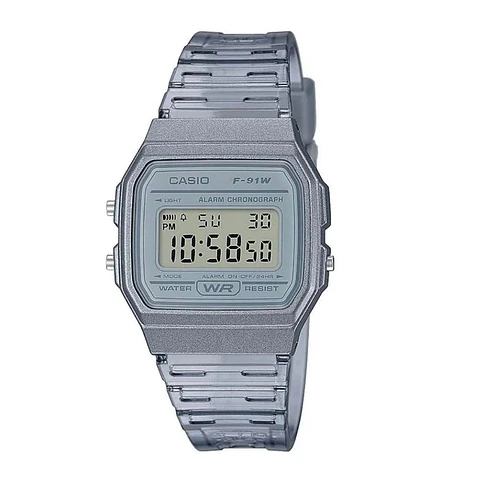 Reloj Digital Casio F91WS-8DF Para Mujer en Acero Color Transparente