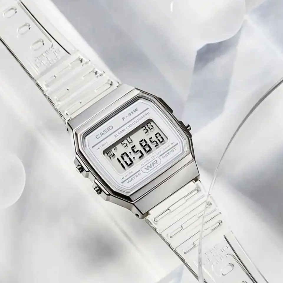 Reloj Digital Casio F91WS-7DF Para Mujer en Acero Color Transparente 5