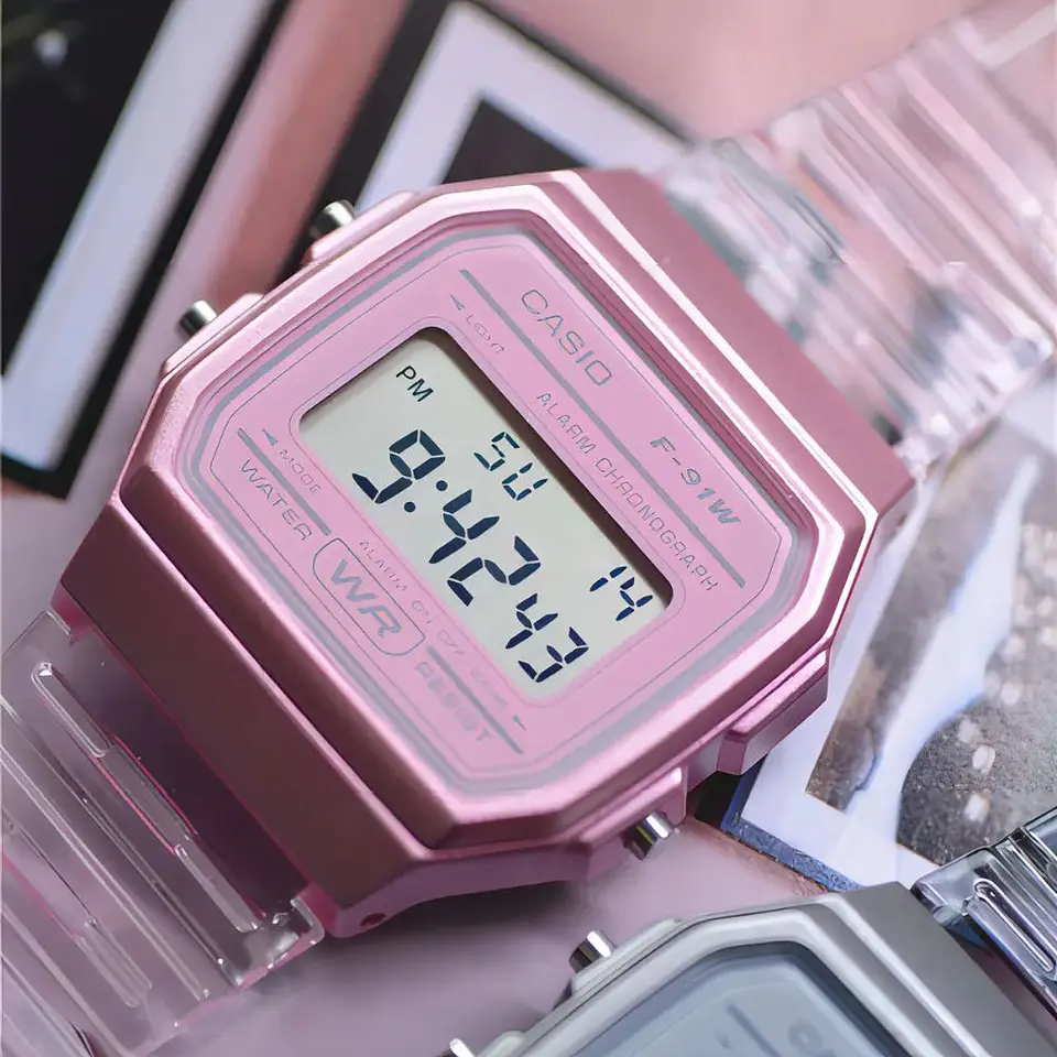 Reloj Digital Casio F91WS-4DF Para Mujer en Acero Color Rosado 5