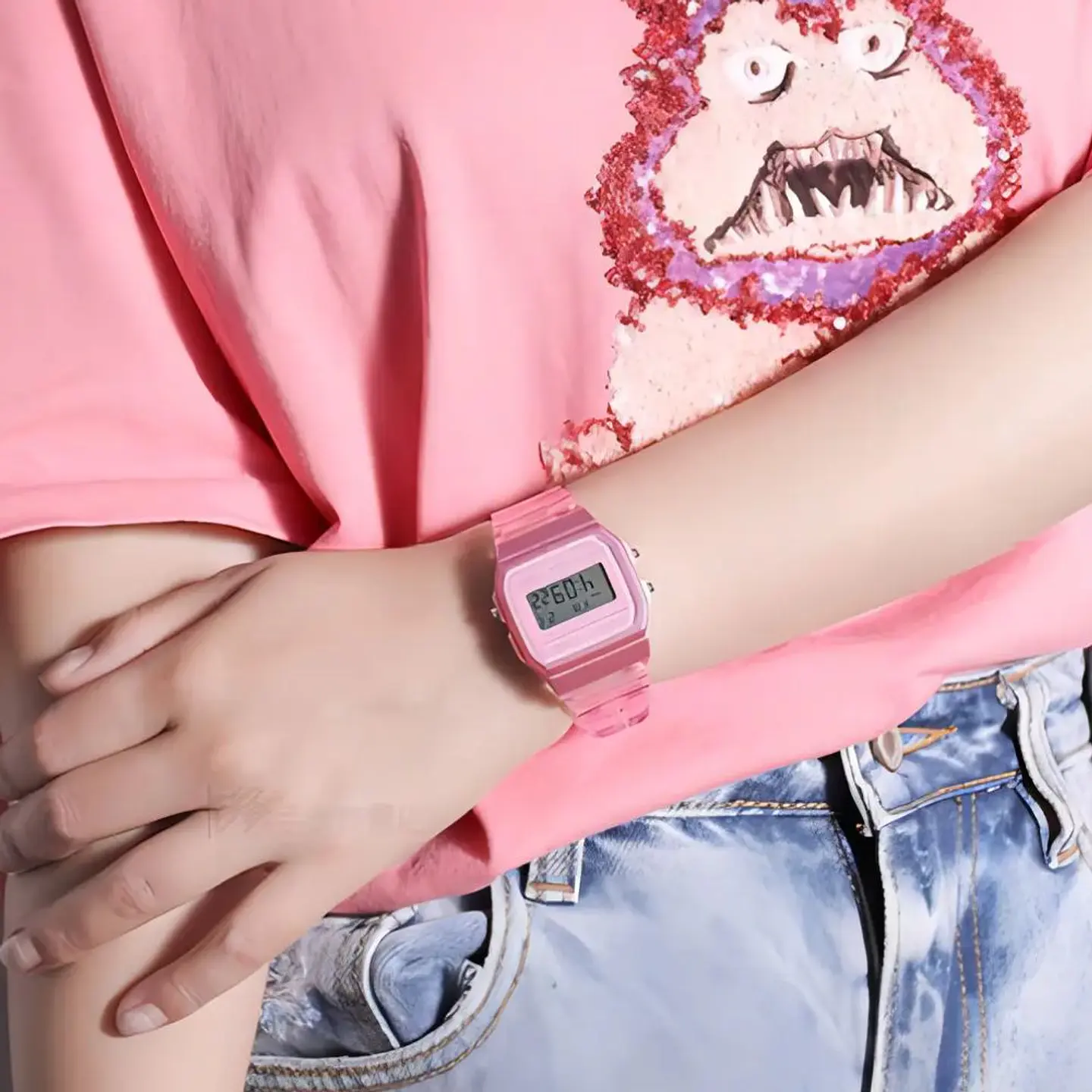 Reloj Digital Casio F91WS-4DF Para Mujer en Acero Color Rosado 6
