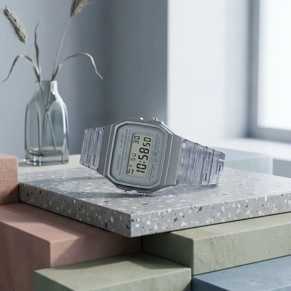 Reloj Digital Casio F91WS-8DF Para Mujer en Acero Color Transparente 5