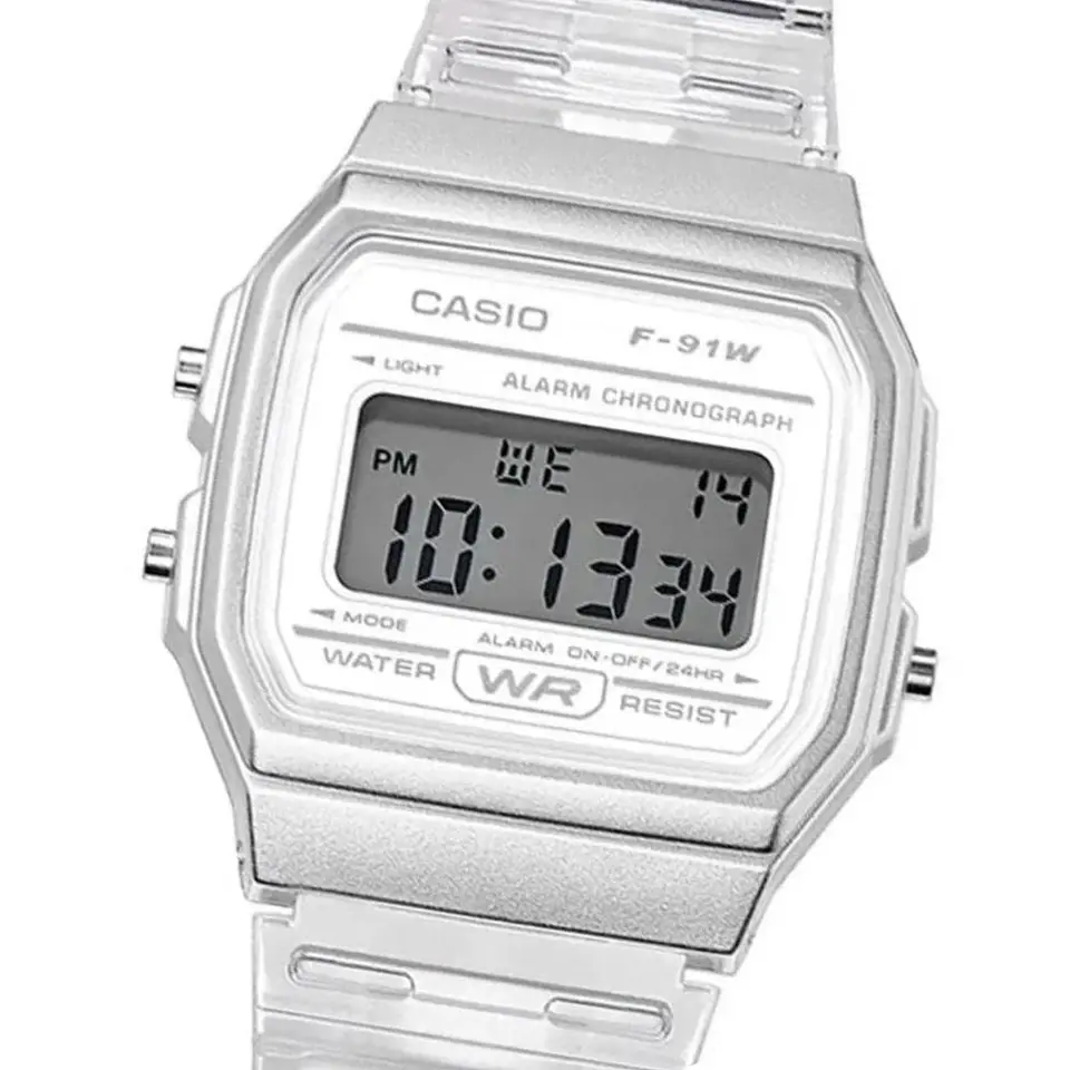 Reloj Digital Casio F-91WB-7ADF Unisex en Acero Color Blanco 4
