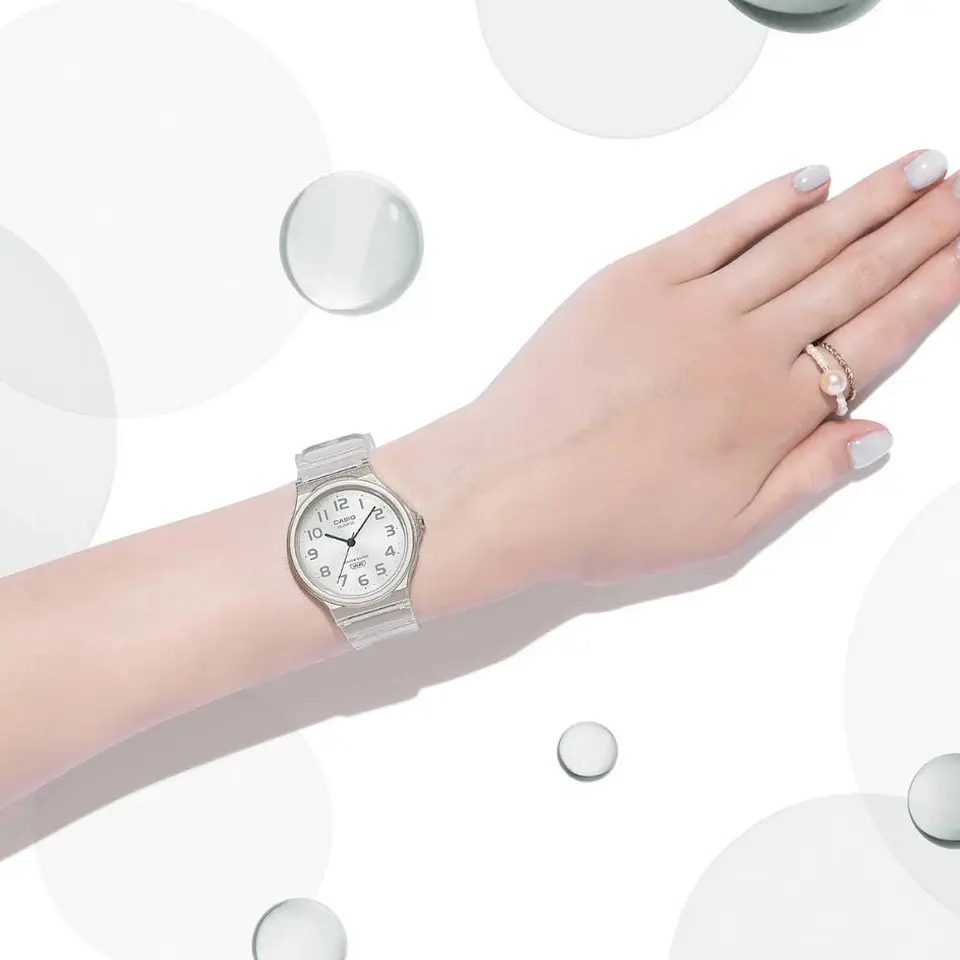 Reloj Analogo Casio MQ-24S-7BDF Para Mujer en Acero Color Transparente 6