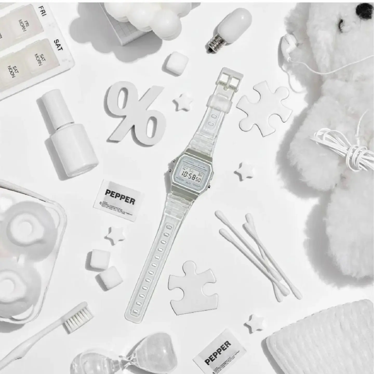 Reloj Digital Casio F-91WB-7ADF Unisex en Acero Color Blanco 5