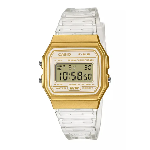 Reloj Digital Casio F-91WS-7A2DF Para Mujer en Acero Color Blanco