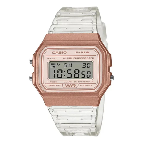 Reloj Digital Casio F-91WS-7A3DF Para Mujer en Acero Color Blanco