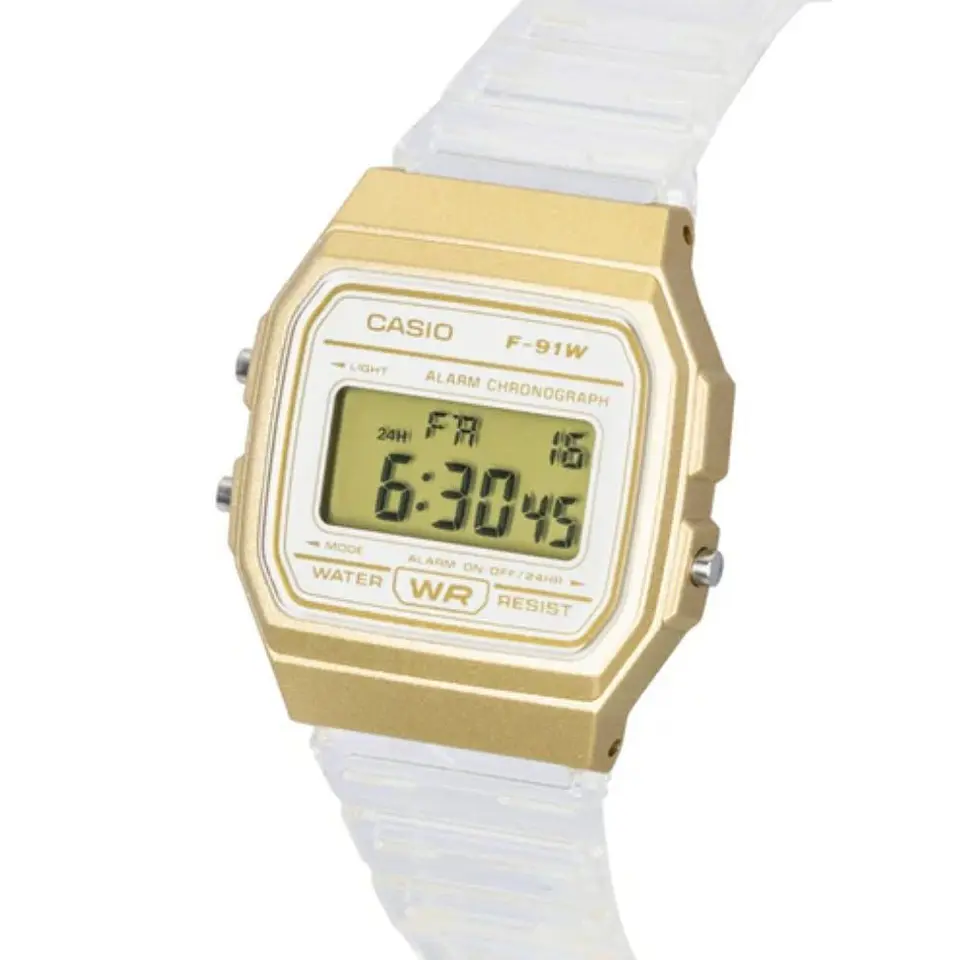 Reloj Digital Casio F-91WS-7A2DF Para Mujer en Acero Color Blanco 4