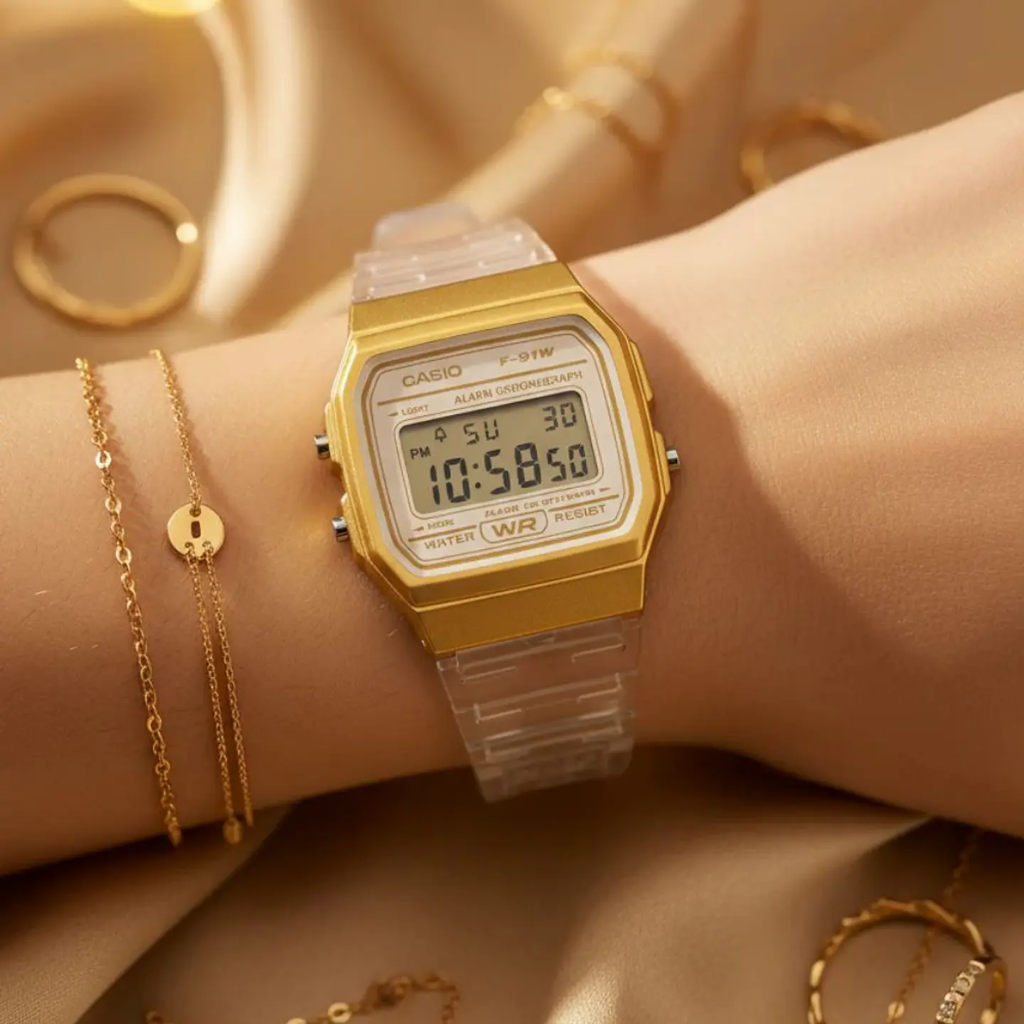 Reloj Digital Casio F-91WS-7A2DF Para Mujer en Acero Color Blanco 6