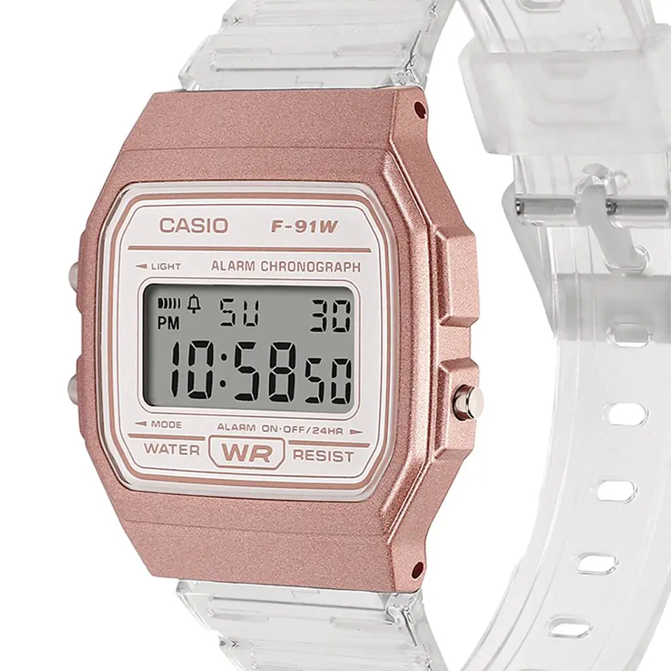Reloj Digital Casio F-91WS-7A3DF Para Mujer en Acero Color Blanco 4