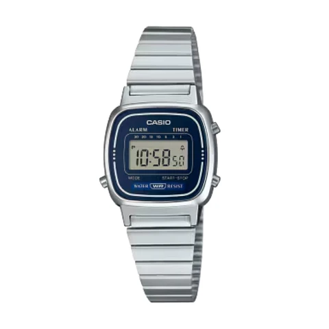 Reloj Digital Casio LA_670WA2 Para Unisex en Acero Color Plateado