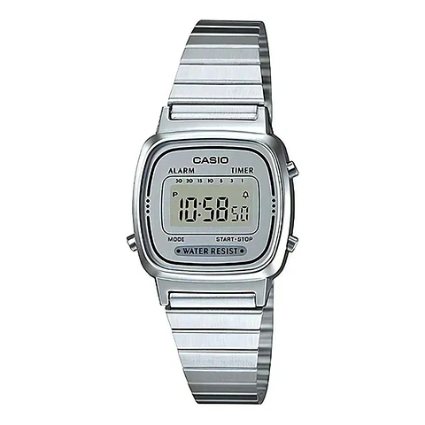 Reloj Digital Casio LA670WA7DF Para Mujer en Acero Color Plateado