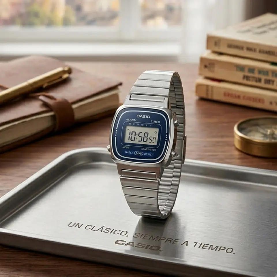 Reloj Digital Casio LA_670WA2 Para Unisex en Acero Color Plateado 5