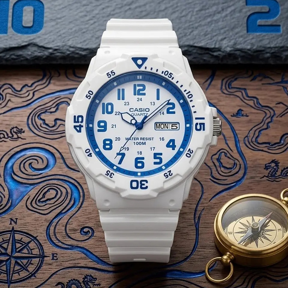 Reloj Analogo Casio MRW_200HC_7B2V Para Hombre en Resina Color Blanco 5
