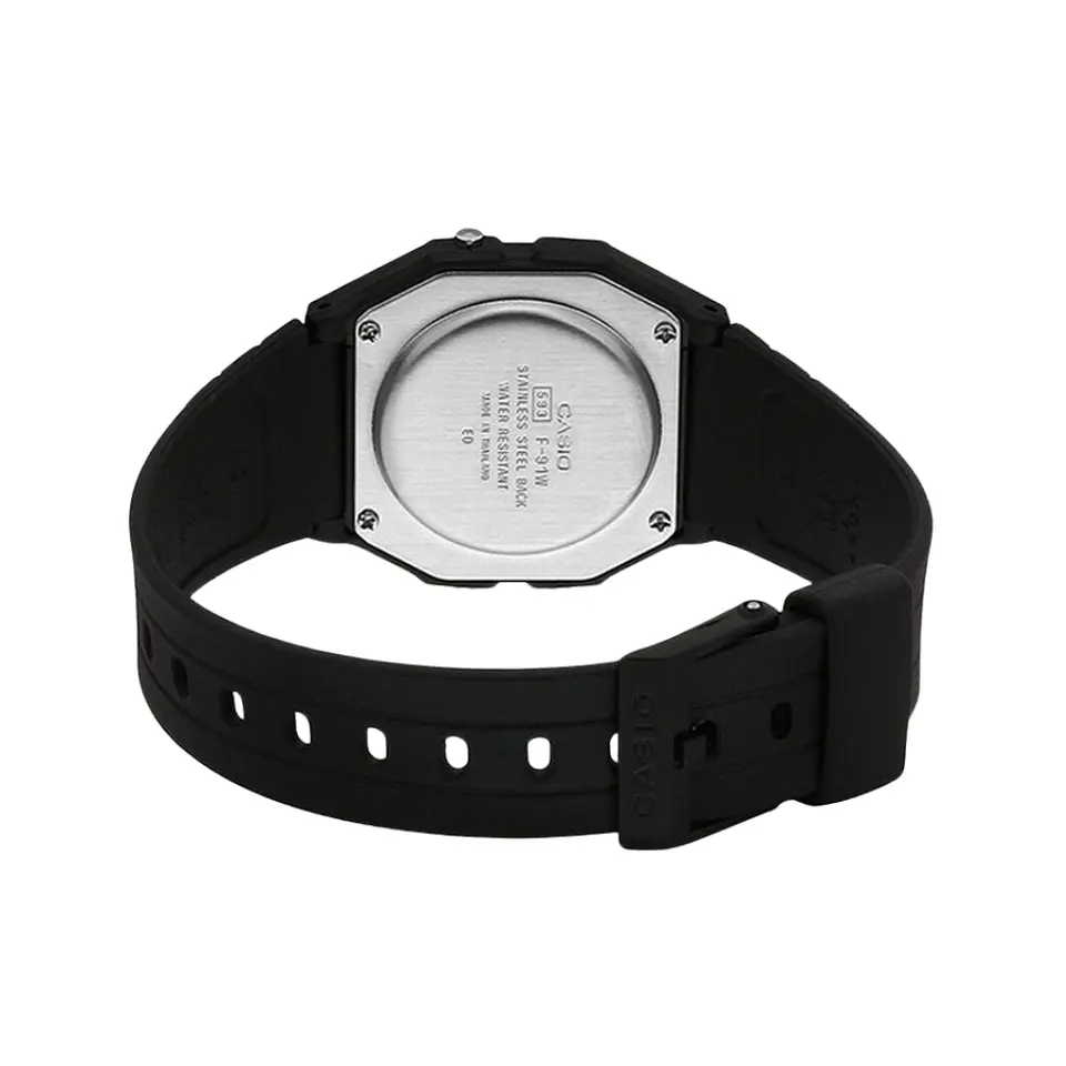 Reloj Digital Casio F_91W_1DG Para Mujer en Resina color Negro 2
