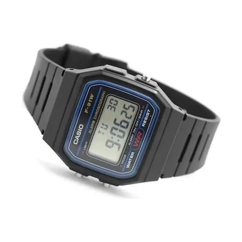 Reloj Digital Casio F_91W_1DG Para Mujer en Resina color Negro 4