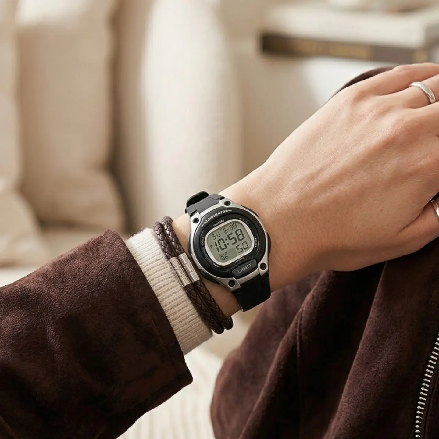 Reloj Digital Casio LW_203_1AV Para Hombre en Acero Color Negro 6