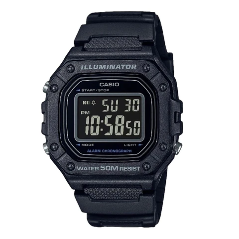 Reloj Digital Casio W-218H-1BVDF Unisex en Resina Color Negro