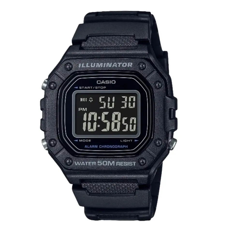 Reloj Casio Original W-218H-1BVDF Digital Unisex en Resina Color Negro 1