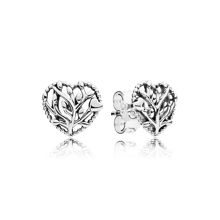 Aretes Pendientes Pandora con Diseño de Arbol de Amor y Corazones 297085 Plata 925 1