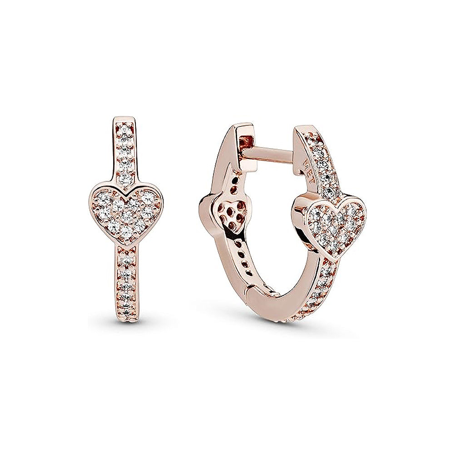 Aretes Pendientes Pandora Aro Pavé Corazón Seductor 287290CZ Oro Rosa 14k 1