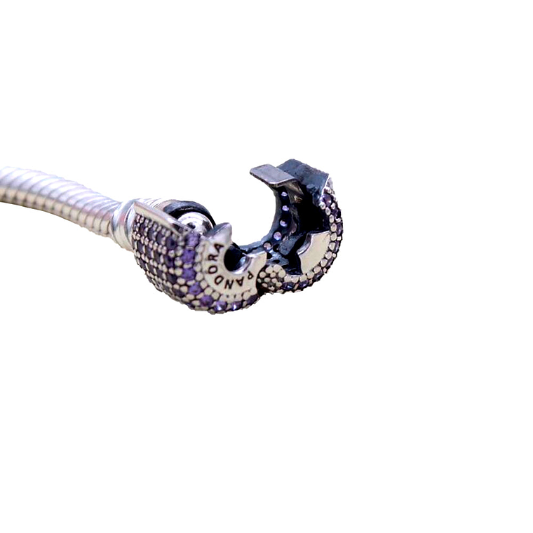 Pulsera Brazalete Pandora Cierre con Detalles en Circonitas Moradas 590723CFP Plata 925 Talla 18cm 3