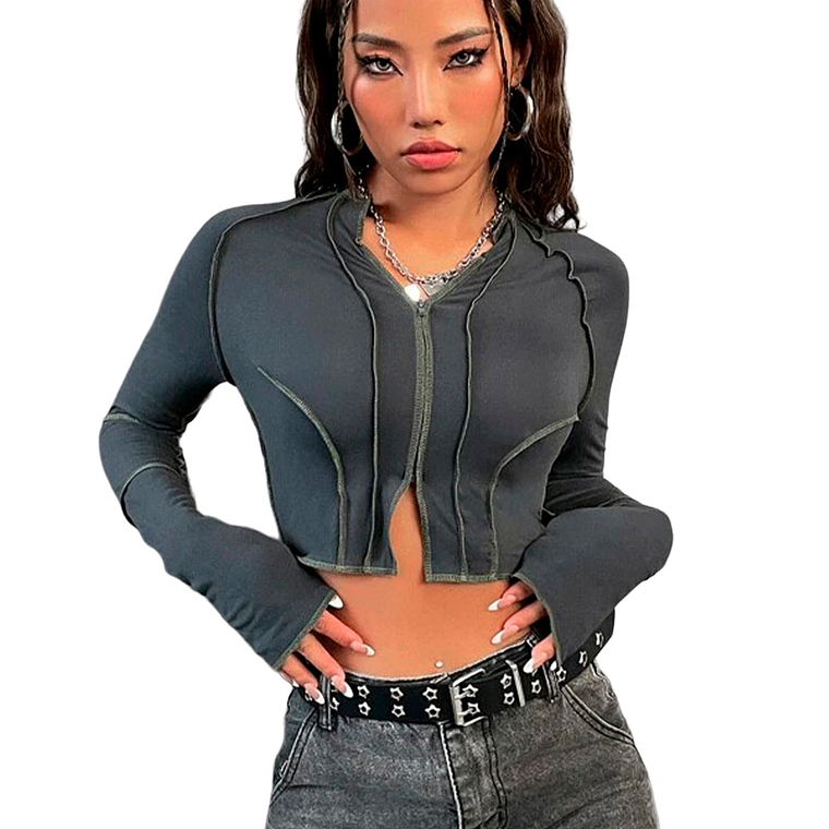 Camisera Corta Shein Coolane con Puntada de Manga Raglan Color Gris Oscuro Talla M 2