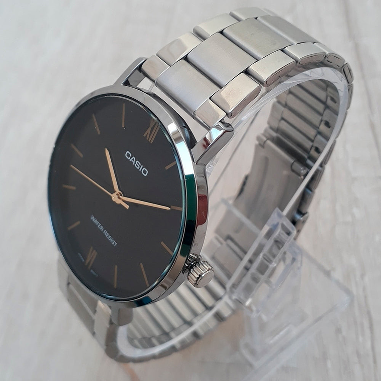 Reloj Análogo Casio Original LTP-VT01D-1B Unisex Color Plateado y Negro 6