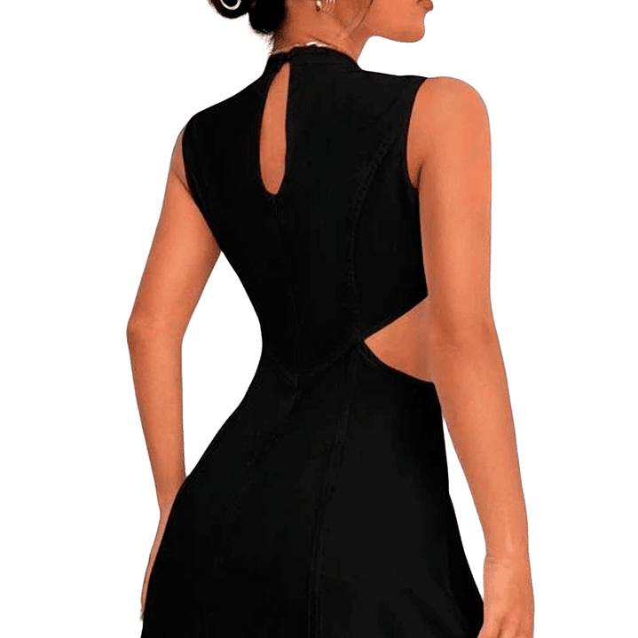 Vestido sin mangas Shein Ezwear Color Negro con abertura lateral Talla S 5