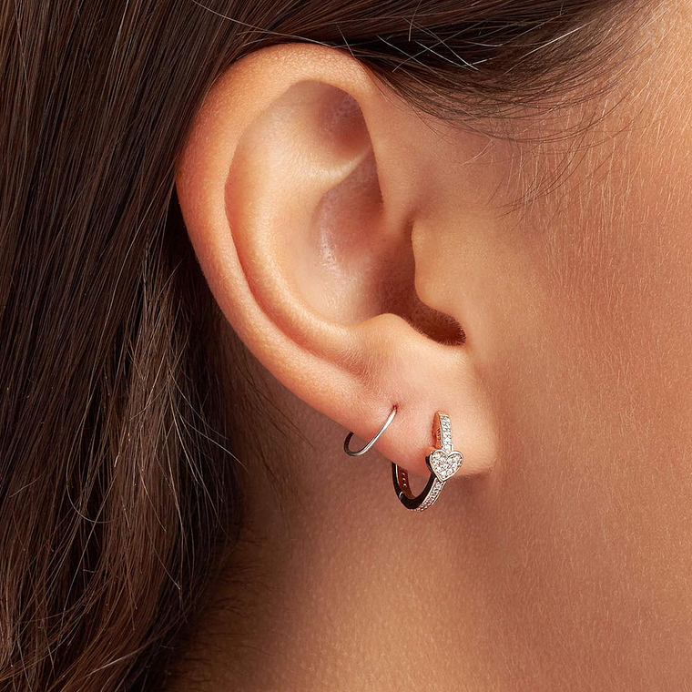 Aretes Pendientes Pandora Aro Pavé Corazón Seductor 287290CZ Oro Rosa 14k 5