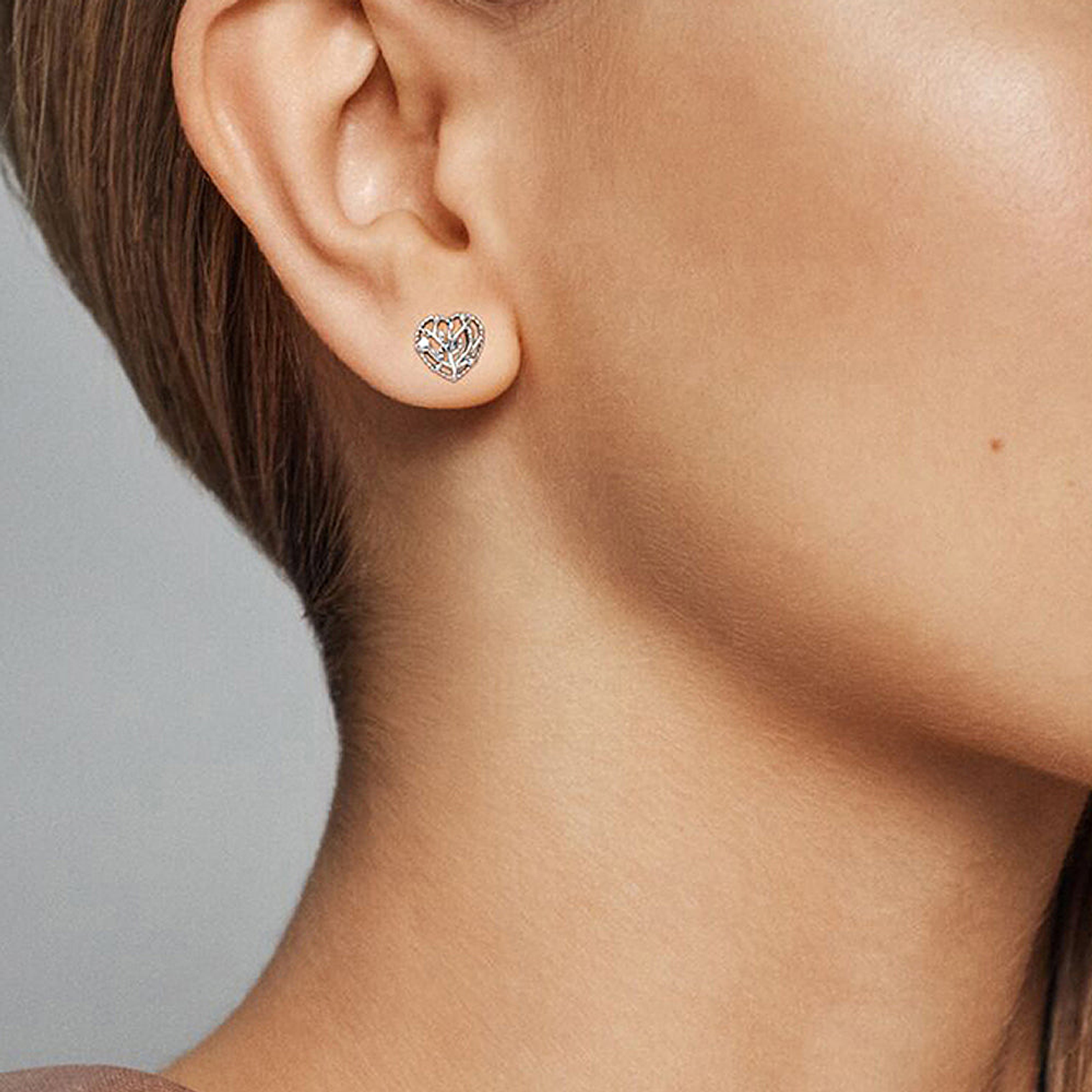 Aretes Pendientes Pandora con Diseño de Arbol de Amor y Corazones 297085 Plata 925 5