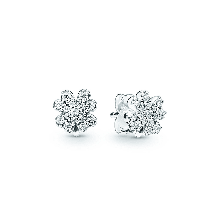 Aretes Pendientes Pandora Flor de Trebol Radiante 297944CZ Plata 925 1