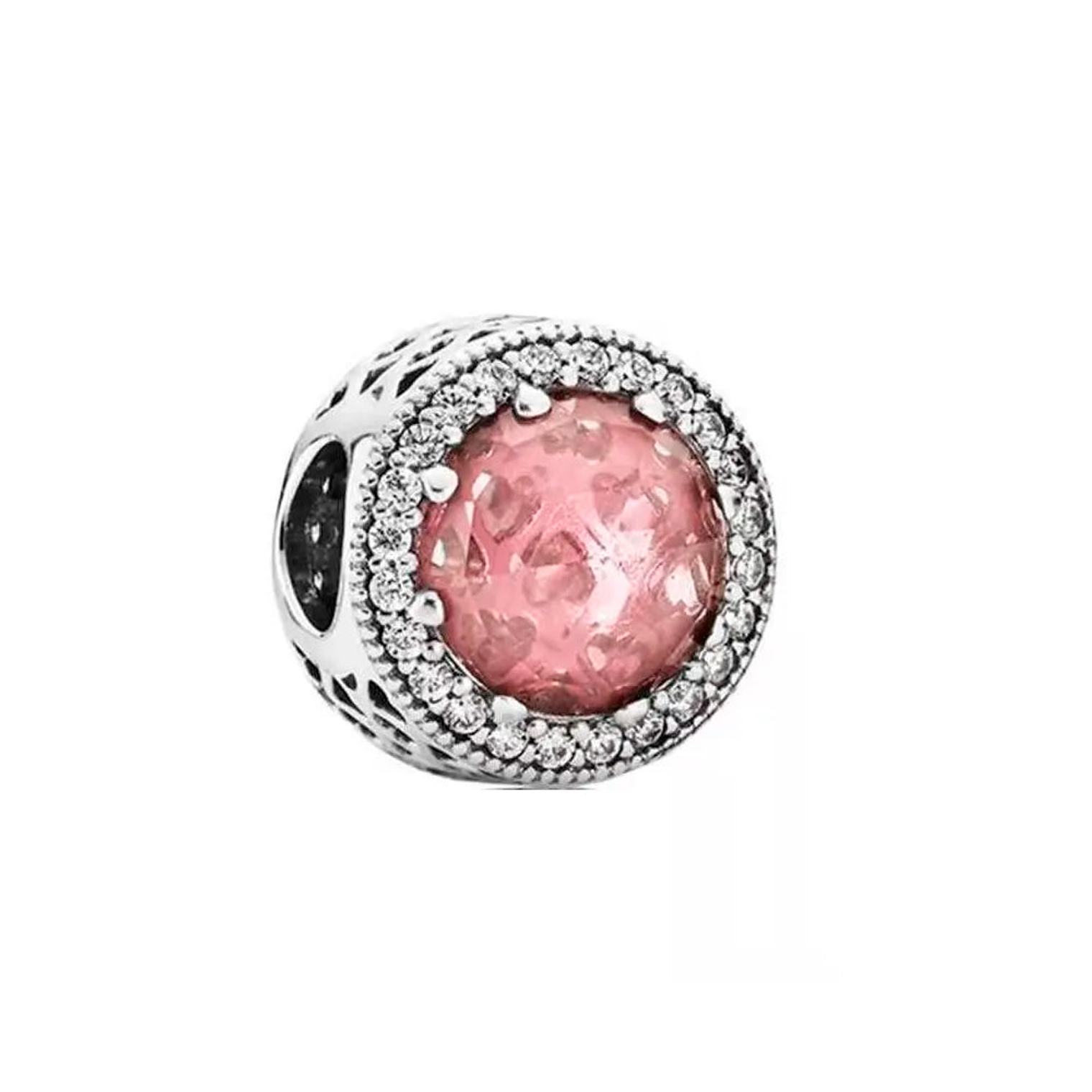 Clip Pandora Original para Mujer 796239NBP Corazones Radiantes Rosa Plata s925 1
