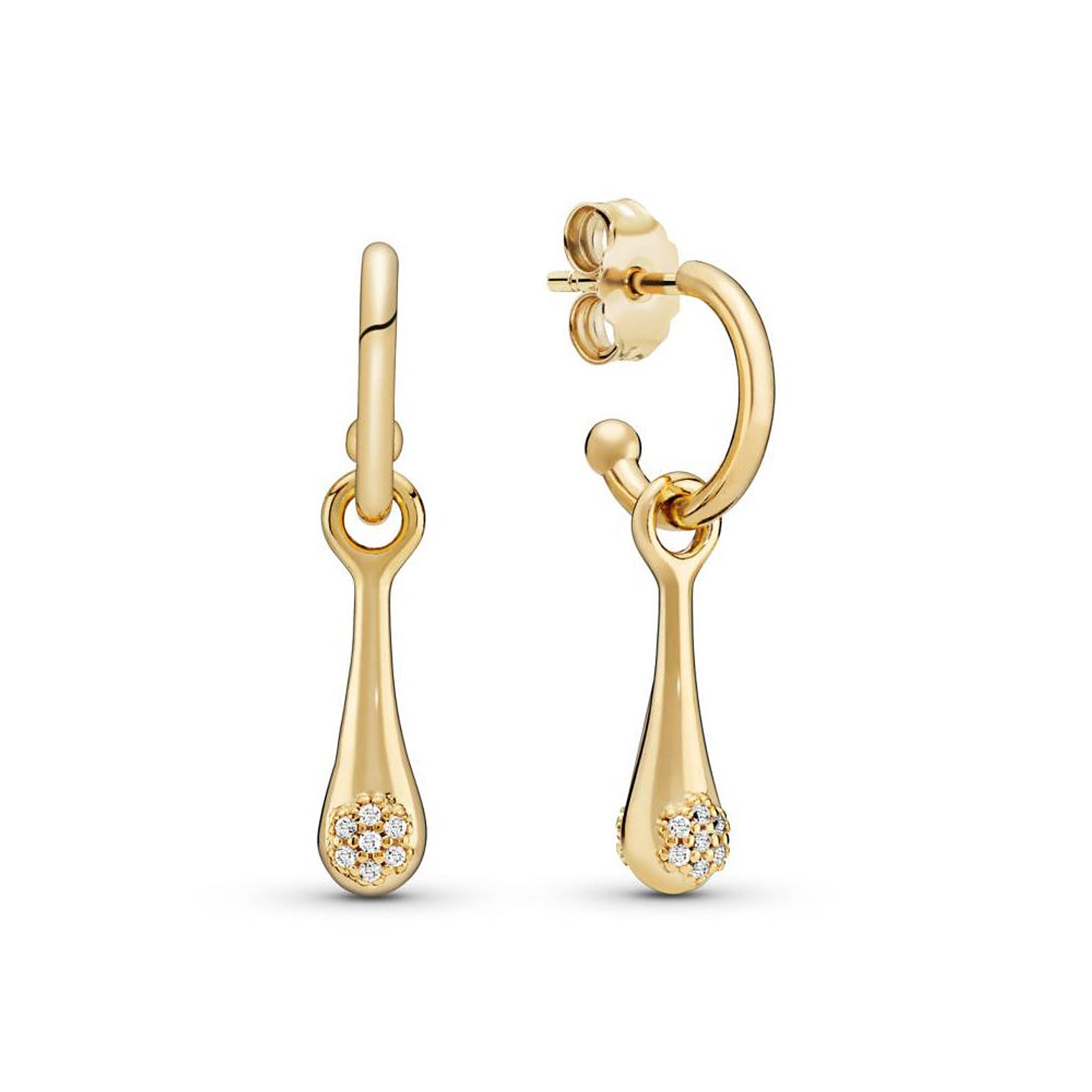 Aretes Pendientes Pandora Love Pods Gotas Brillantes Doradas 267357CZ Plata 925 1