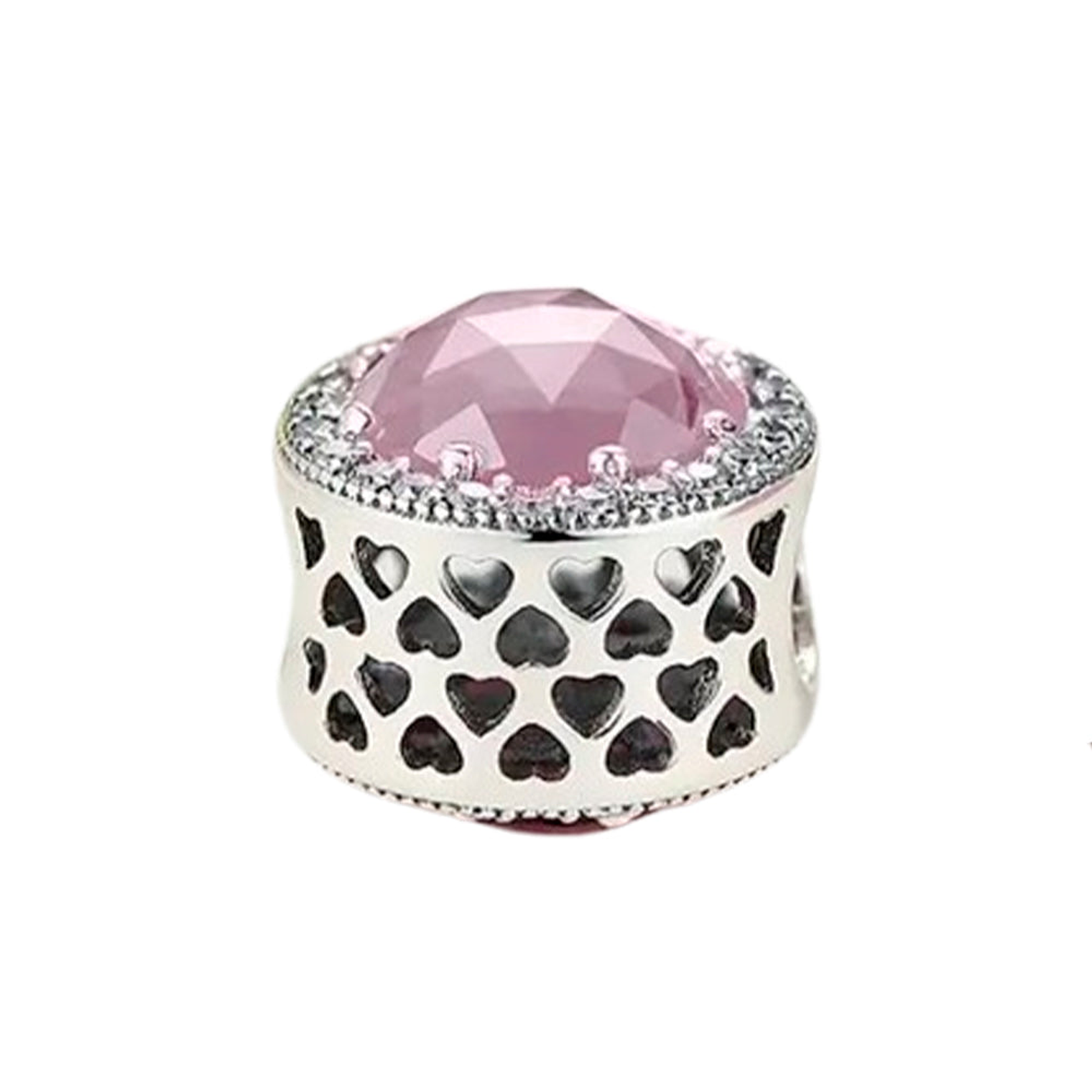 Clip Pandora Original para Mujer 796239NBP Corazones Radiantes Rosa Plata s925 2